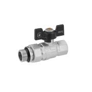 Кран-американка кульовий прямий Kroner KN-06/15 ½'' ВЗ PN40 метелик латунь нікельований CV033220