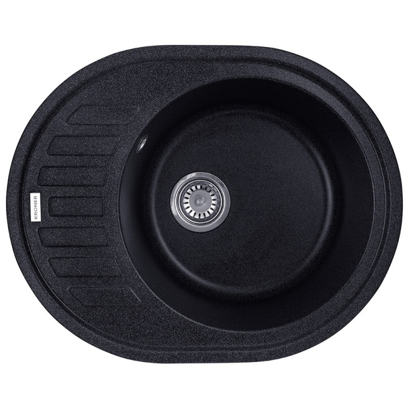Мойка для кухни Kroner KompositSCH-6250 61х49,5 см искусственный камень черный CV027413