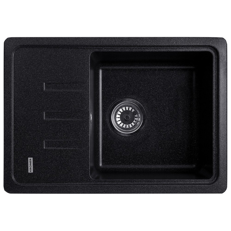 Мийка для кухні Kroner KompositSCH-6243 62х43 см штучний камінь чорний CV031065