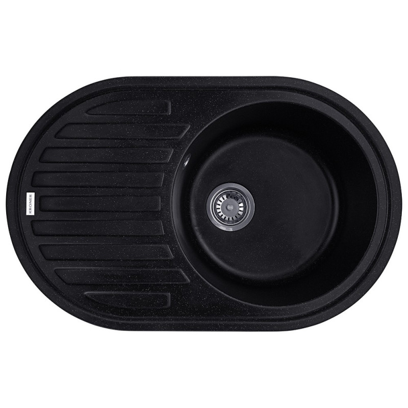 Мийка для кухні Kroner KompositSCH-7750 78х50 см штучний камінь чорний CV027417