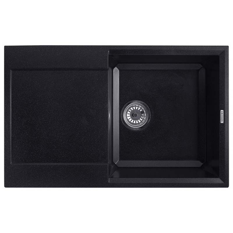 Мийка для кухні Kroner KompositSCH-7850 78х50 см штучний камінь чорний CV031067
