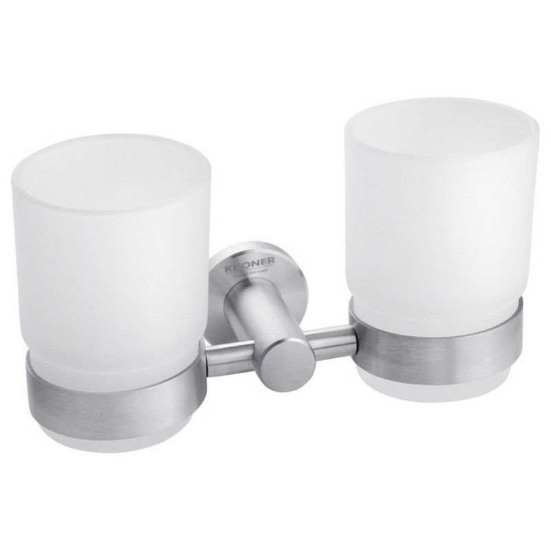 Стакан для зубных щеток Kroner KRP Edelstahl Klassisch-ESG3708 двойной с держателем никель CV025663