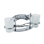 Склянка для зубних щіток Kroner KRM Rizze-ACC311 подвійний з тримачем хром CV022906