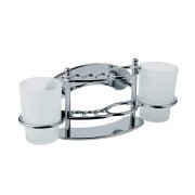 Стакан для зубных щеток Kroner KRM Rizze-ACC311 двойной с держателем хром CV022906