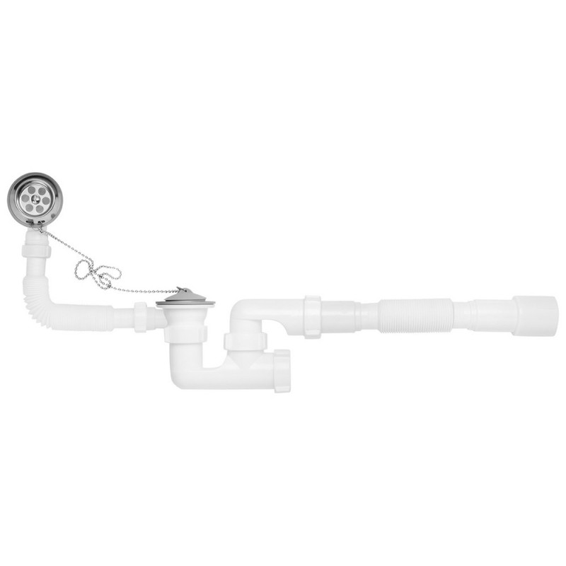 Сифон с переливом для ванны Kroner KRP BS03 1½х40/50 с ревизией пластик/нержавеющая сталь CV032063