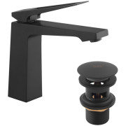 Смеситель для раковины Kroner KRP Ersel-SCH0110BV с донным клапаном черный CV035473