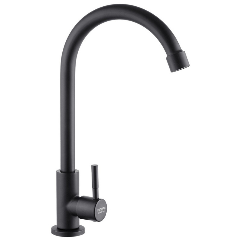 Кран для кухні на воду Kroner KRP Edelstahl Klassisch SCH098 одноважільний чорний CV032173