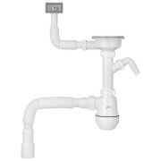 Сифон для кухонной мойки Kroner KRP KS02-1WHI 3½''х40/50 мм с отводом для стиральной машины CV034316