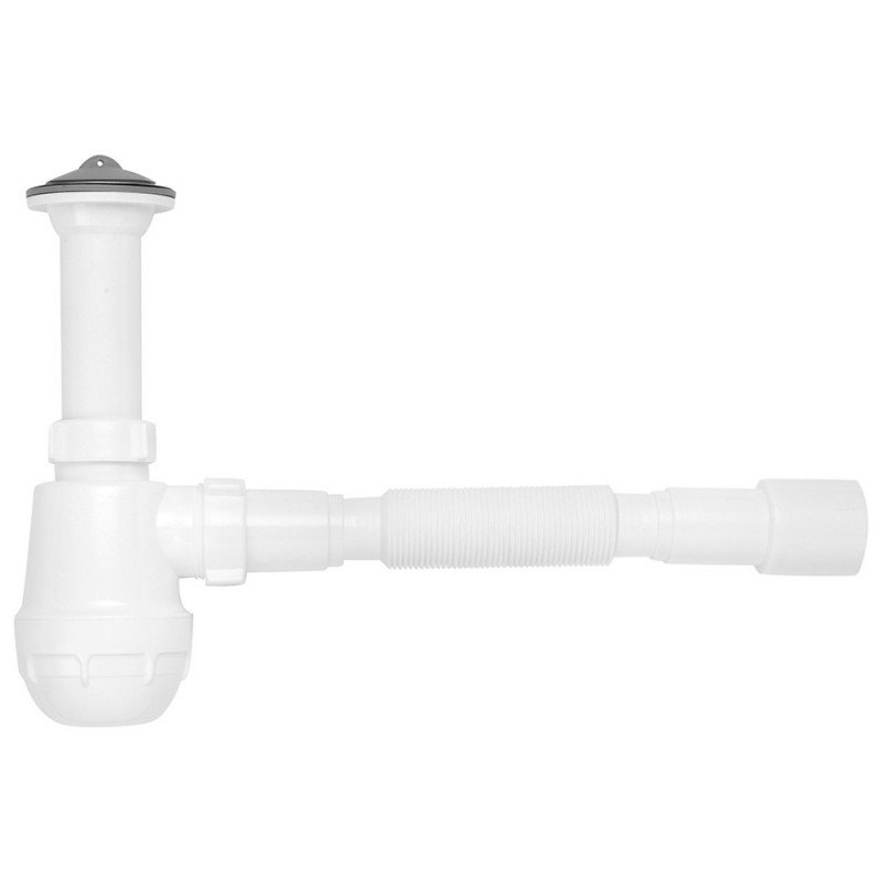 Сифон для кухонної мийки Kroner KRP TW01 1½''х40/50 мм пластик/нержавіюча сталь CV032073