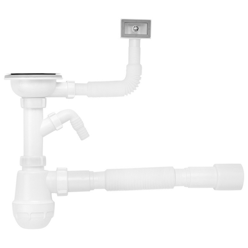 Сифон для кухонного миття Kroner KRP KS02-1 3½''х40/50 мм з відведенням для пральної машини CV032075