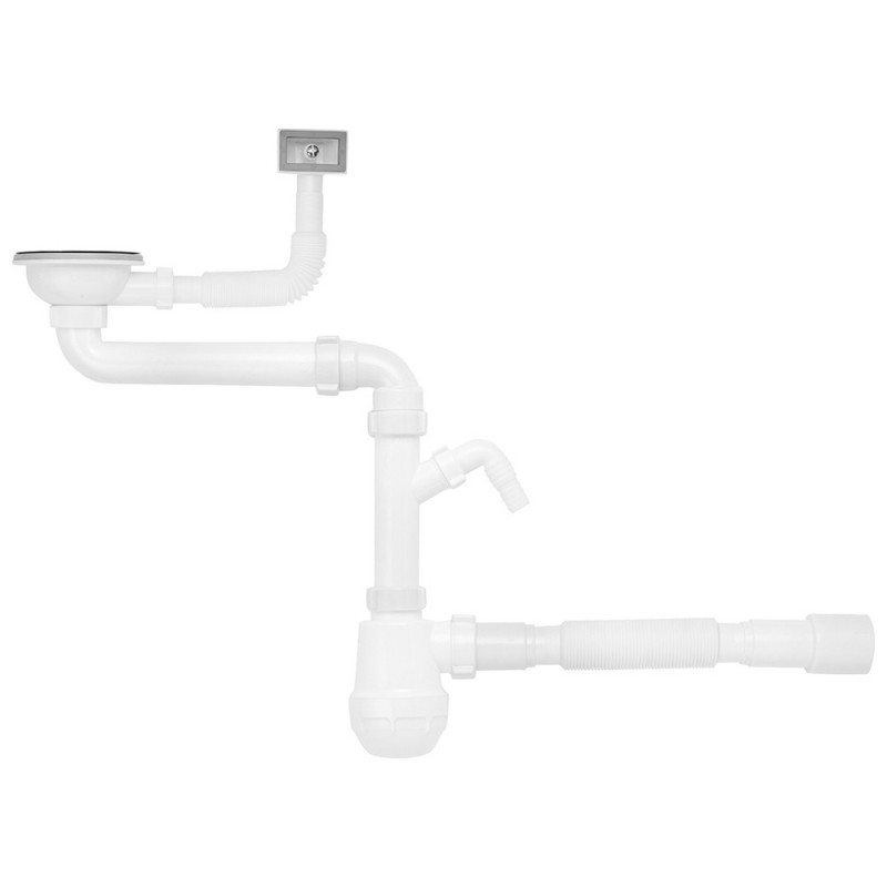 Сифон для кухонної мийки Kroner KRP KS02S-1 3½''х40/50 мм з відведенням для пральної машини CV032076