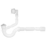 Сифон із переливом для ванни Kroner KRP BS01 1½х40/50 прямоточний пластик білий CV032061