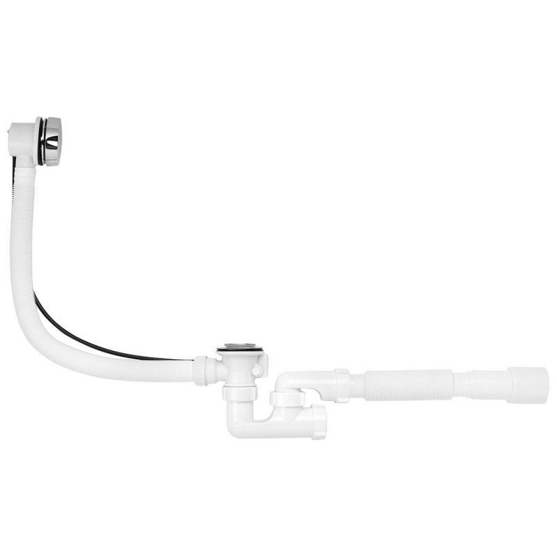 Сифон с переливом для ванны Kroner KRP BS05P 1½х40/50 СІіск-СІаск с ревизией пластик хром CV032064