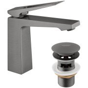 Смеситель для раковины Kroner KRP Ersel-GRP0110BV с донным клапаном графит CV035472