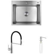 Мойка для кухни Kroner KRP Gebürstet-6050HM 60х50 см со смесителем и дозатором нержавеющая сталь CVS29845