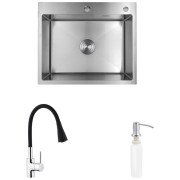 Мойка для кухни Kroner KRP Gebürstet-6050HM 60х50 см со смесителем и дозатором нержавеющая сталь CVS29843