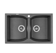 Мийка для кухні Granado Cordoba подвійна 77,5х49 см нанограніт графіт 1209