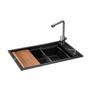 Мойка для кухни Granado Optimal Estella 78х50 см со смесителем и аксессуарами наногранит black shine ksg0201