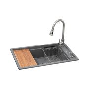 Мийка для кухні Granado Basic Estella 78х50 см із змішувачем та аксесуарами нанограніт графіт ksg0109