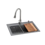 Мийка для кухні Granado Basic Artes 65х49,7 см із змішувачем та аксесуарами нанограніт графіт ksg1109