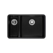 Мийка для кухні Granado Under top double під стільницю 70,5х44,5 см нанограніт black shine gr3401