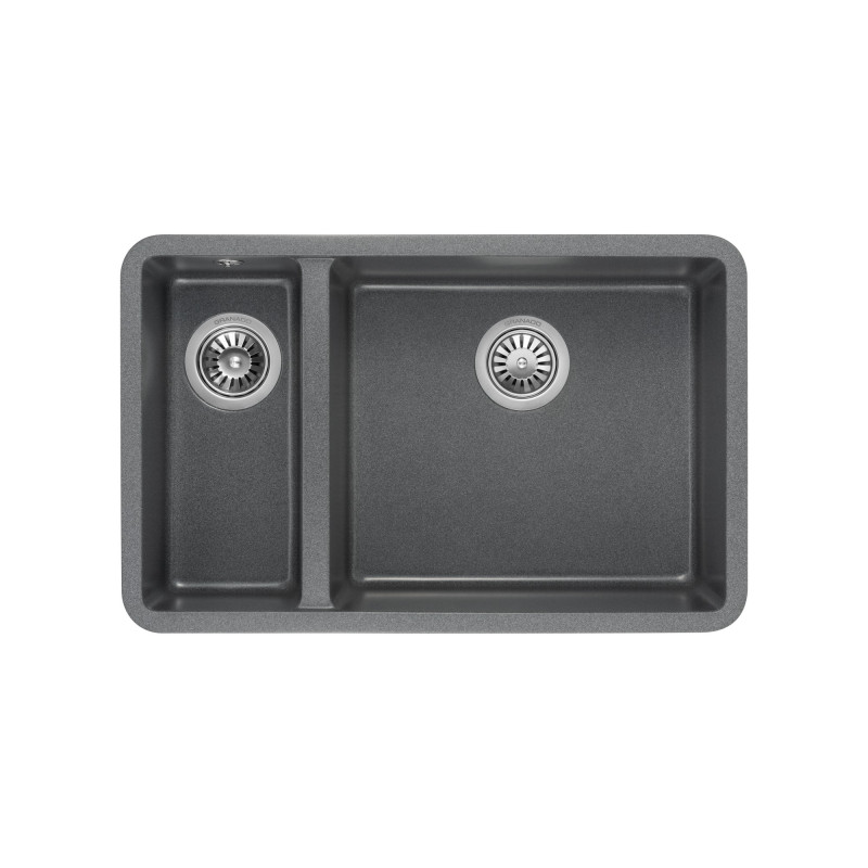 Мийка для кухні Granado Under top double під стільницю 70,5х44,5 см нанограніт графіт gr3409