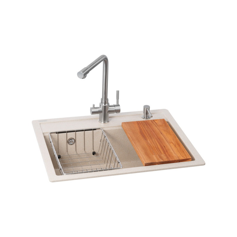 Мойка для кухни Granado Optimal Artes 65х49,7 см со смесителем и аксессуарами наногранит terra ksg1203