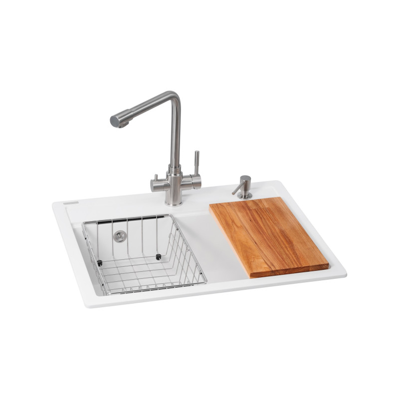 Мойка для кухни Granado Optimal Artes 65х49,7 см со смесителем и аксессуарами наногранит white ksg1205