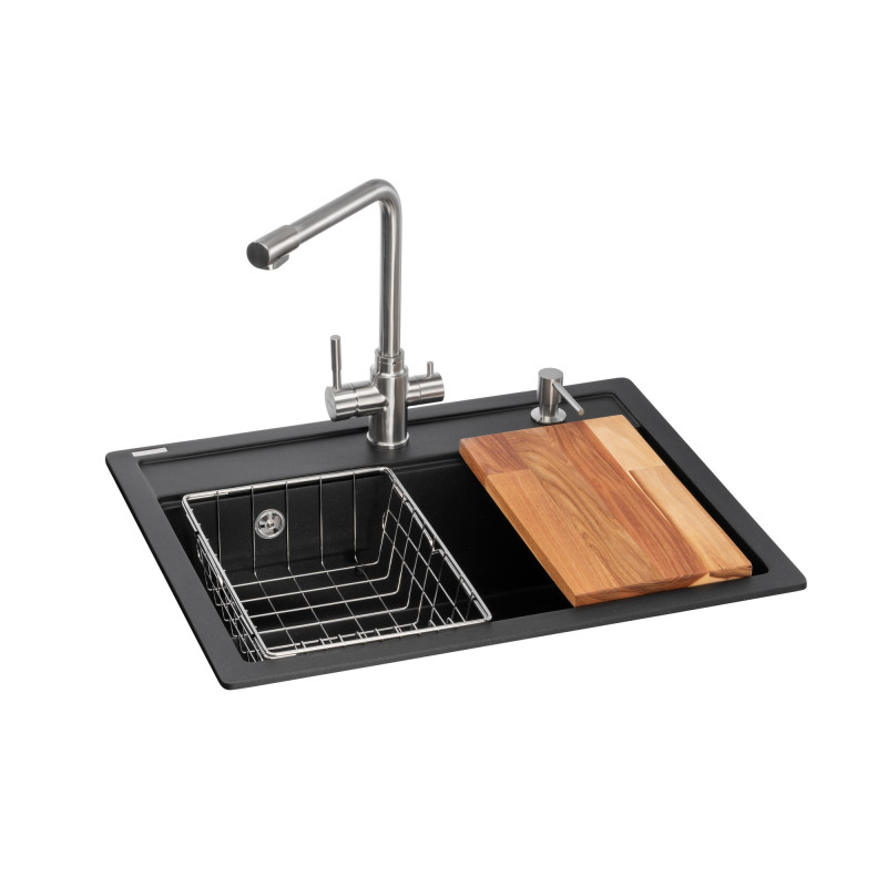 Мийка для кухні Granado Optimal Artes 65х49,7 см із змішувачем та аксесуарами нанограніт black shine ksg1201