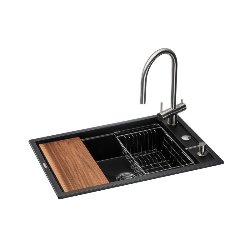Мойка для кухни Granado Royal Estella 78х50 см со смесителем и аксессуарами наногранит black shine ksg0301