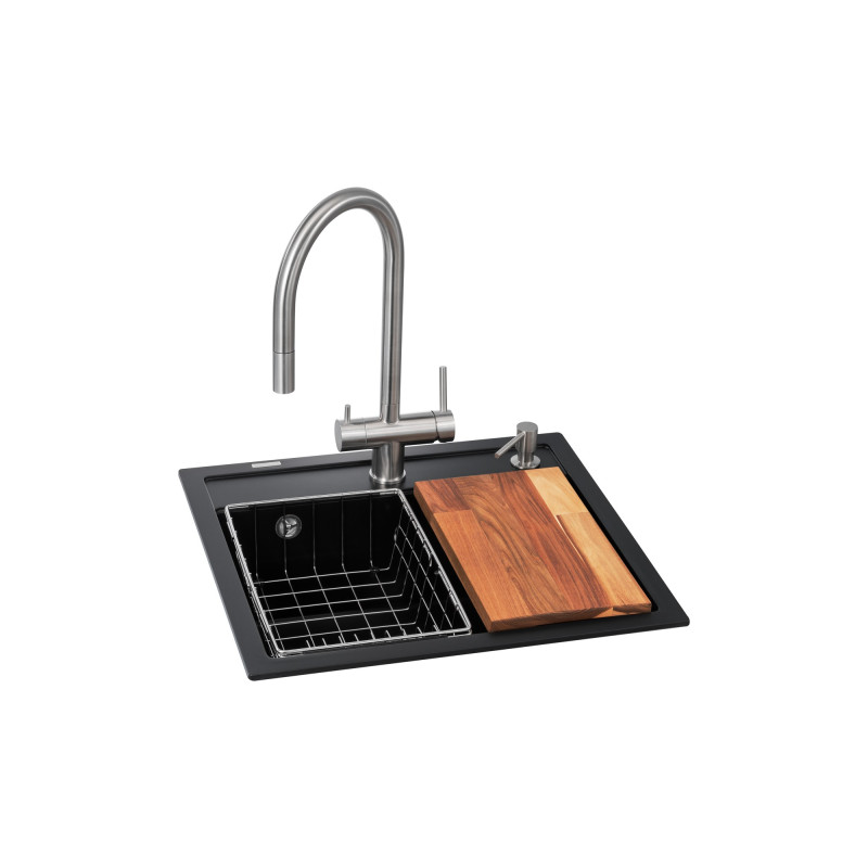 Мойка для кухни Granado Royal Lerida 56х51 см со смесителем и аксессуарами наногранит black shine ksg2301