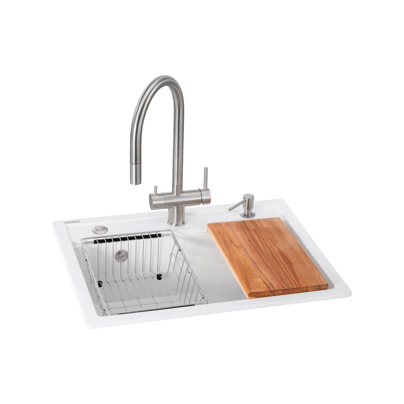 Мойка для кухни Granado Royal Artes 65х49,7 см со смесителем и аксессуарами наногранит white ksg1305