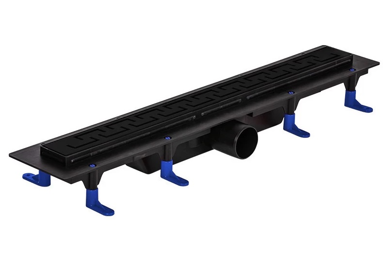 Желоб водосточный Styron с решеткой Chain 600 мм нержавеющая сталь черный STY-Ch-60-FF