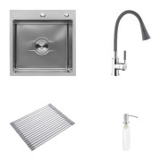 Мойка для кухни Kroner KRP Derby-5050HM Brush 50х50 см со смесителем и дозатором нержавеющая сталь CVS30137