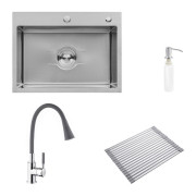 Мойка для кухни Kroner KRP Derby-5843HM Brush 58х43 см со смесителем и дозатором нержавеющая сталь CVS30139