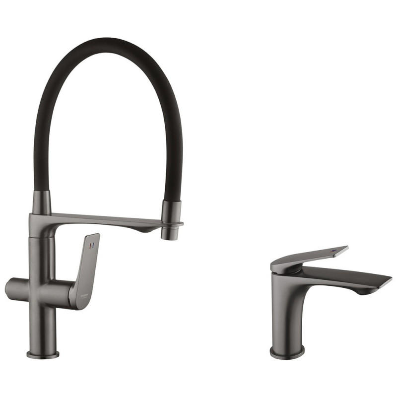 Набор смесителей Kroner Graz-GRP03815 + смеситель Graz-GRP010 графит CVS30147