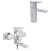 Набір змішувачів для ванної кімнати Kroner Edelstahl Kubus-ESG010 + змішувач Edelstahl Kubus-ESG060 нікель CVS30150