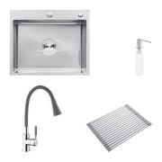 Мойка для кухни Kroner KRP Derby-6050HM Brush 60х50 см со смесителем и дозатором нержавеющая сталь CVS30138