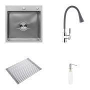 Мойка для кухни Kroner KRP Derby-5050HM Brush 50х50 см со смесителем и дозатором нержавеющая сталь CVS30137