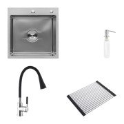 Мийка для кухні Kroner KRP Derby-5050HM Brush 50х50 см із змішувачем та дозатором нержавіюча сталь CVS30140