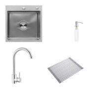 Мойка для кухни Kroner KRP Derby-5050HM Brush 50х50 см со смесителем и дозатором нержавеющая сталь CVS30143