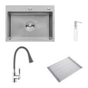 Мийка для кухні Kroner KRP Derby-5843HM ​​Brush 58х43 см із змішувачем та дозатором нержавіюча сталь CVS30139