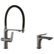 Набор смесителей Kroner Graz-GRP03815 + смеситель Graz-GRP010 графит CVS30147