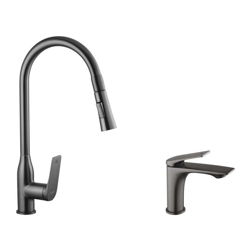 Набір змішувачів Kroner Graz-GRP030-T + змішувач Graz-GRP010 графіт Graz-GRP010