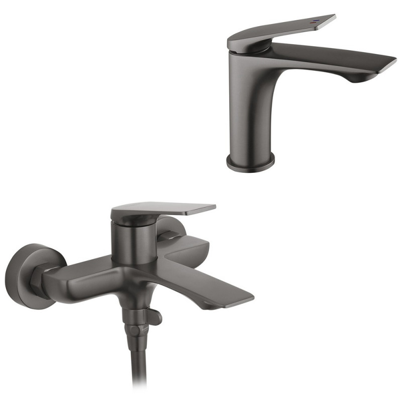 Набор смесителей для ванной Kroner Graz-GRP060 + смеситель Graz-GRP010 графит CVS30153