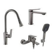 Набір змішувачів для ванної Kroner Makon-GRP060 + змішувач Makon-GRP030-T + змішувач Makon-GRP010 графіт CVS30154