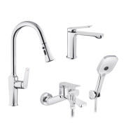 Набор смесителей для ванной Kroner Makon-C060 + смеситель Makon-C030-T + смеситель Makon-C010 хром CVS30155