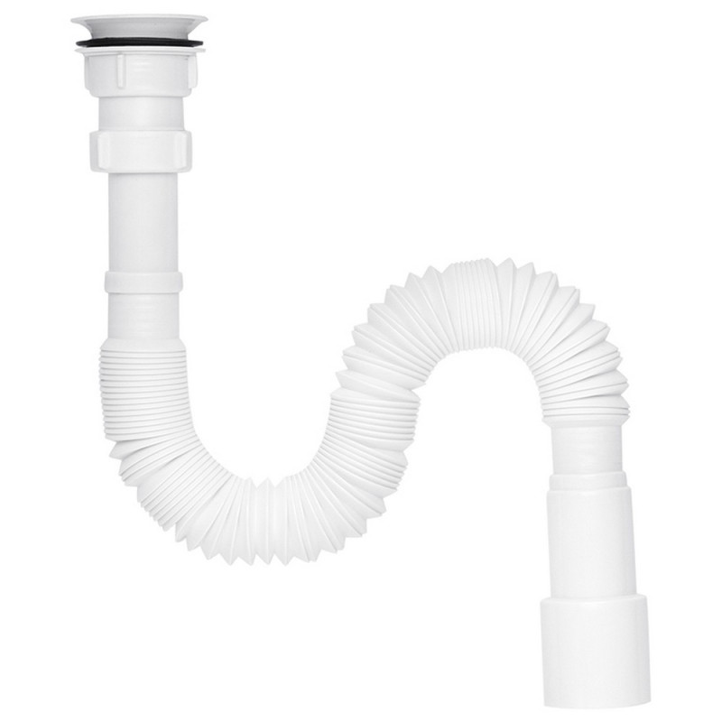 Гофросифон для раковини Kroner KRP GS01P пластик білий CV032067