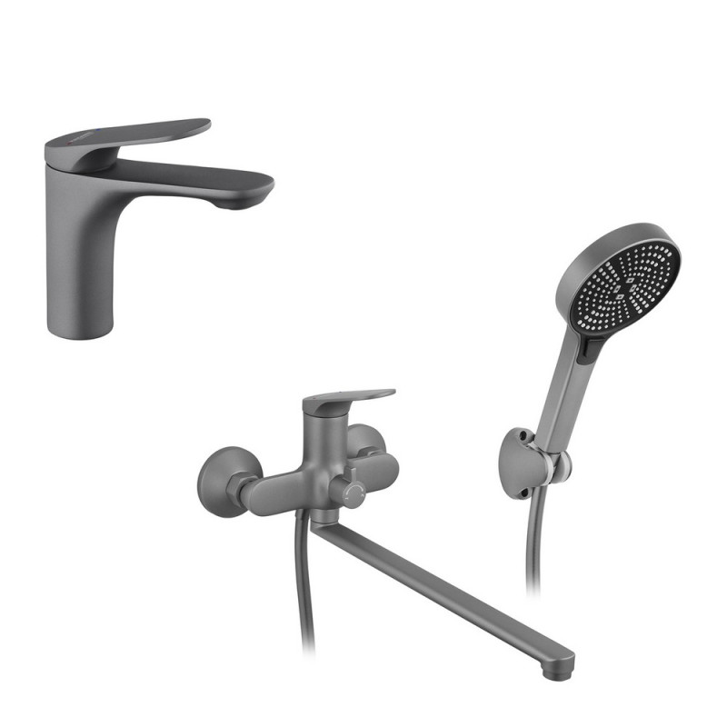 Набір змішувачів для ванної кімнати Kroner Linz-GRN070 + змішувач Linz-GRN010 сірий CVS30159
