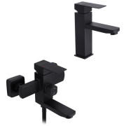 Набір змішувачів для ванної кімнати Kroner Edelstahl Kubus-SCH010 + змішувач Edelstahl Kubus-SCH060 чорний CVS30160